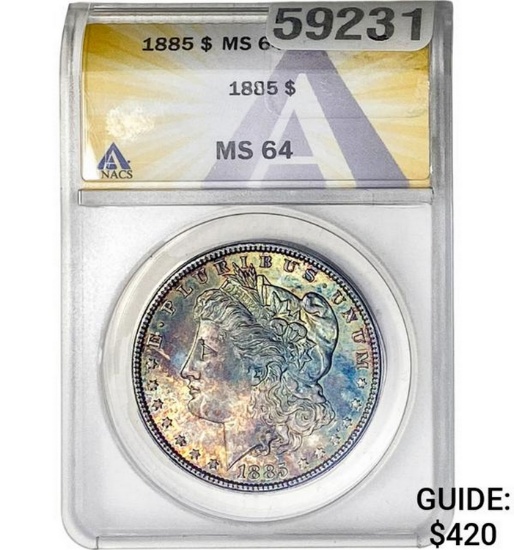1885 Morgan Silver Dollar ANACS MS64