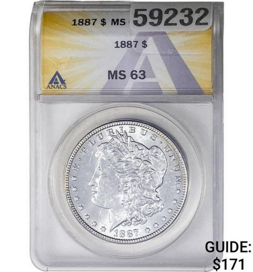 1887 Morgan Silver Dollar ANACS MS63
