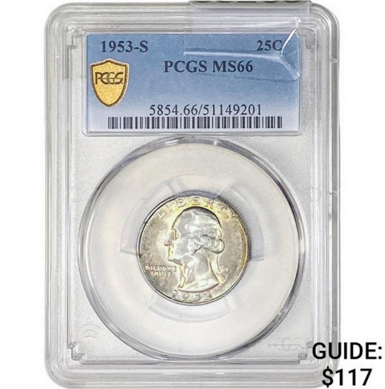 1953-S Washington Quarter PCGS MS66