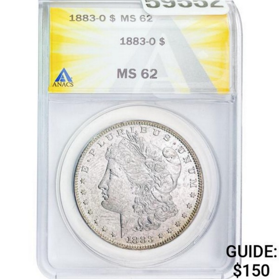1883-O Morgan Silver Dollar ANACS MS62