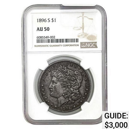 1896-O Morgan Silver Dollar NGC AU50