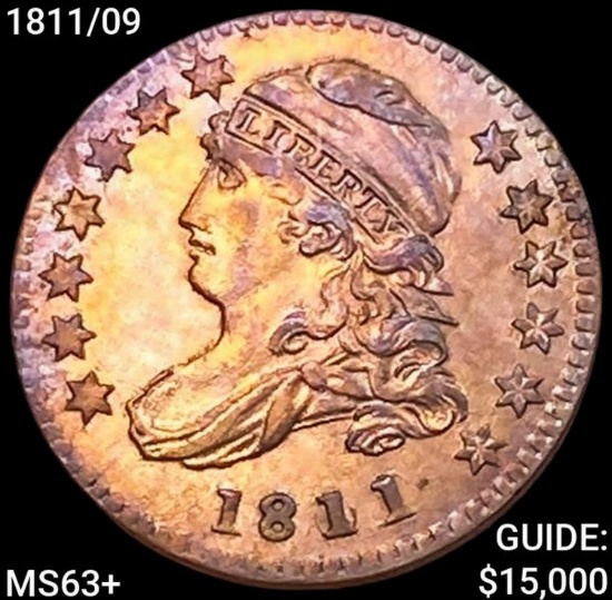 1811/09 Capped Bust Dime CHOICE BU+