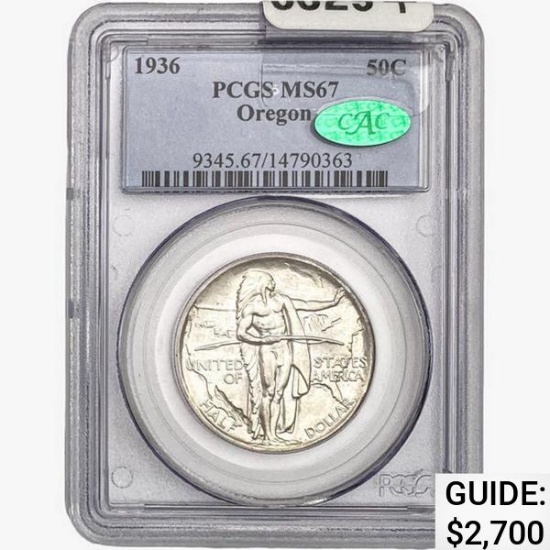 1936 CAC Oregon Trail Half Dollar PCGS MS67