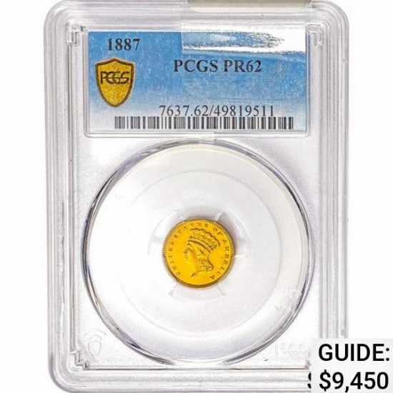 1887 Rare Gold Dollar PCGS PR62