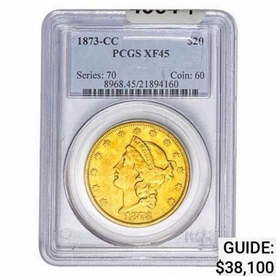 1873-CC $20 Gold Double Eagle PCGS XF45