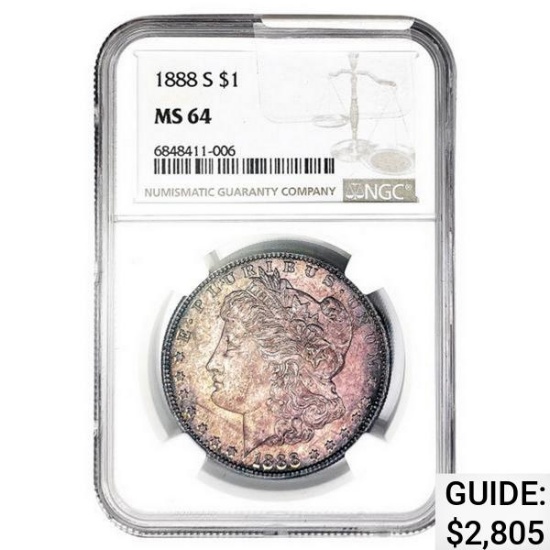 1888-S Morgan Silver Dollar NGC MS64