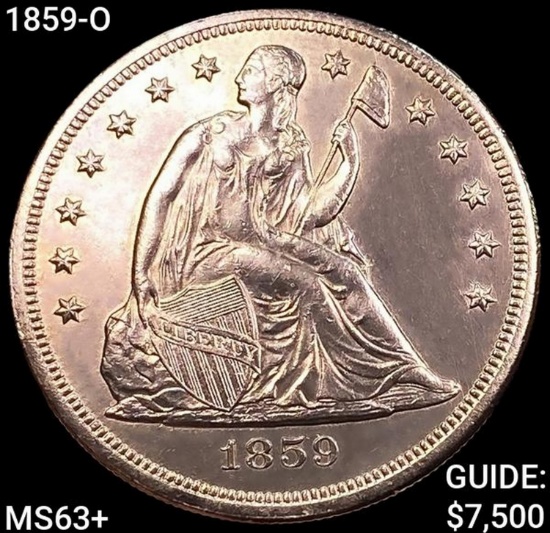 1859-O Seated Liberty Dollar CHOICE BU+
