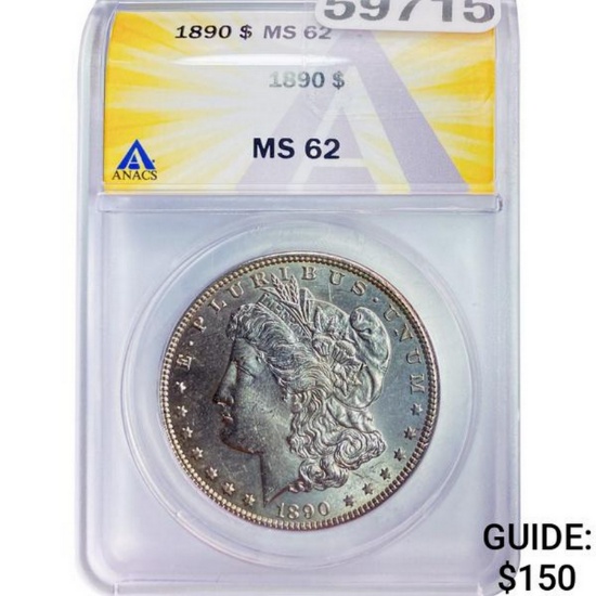 1890 Morgan Silver Dollar ANACS MS62