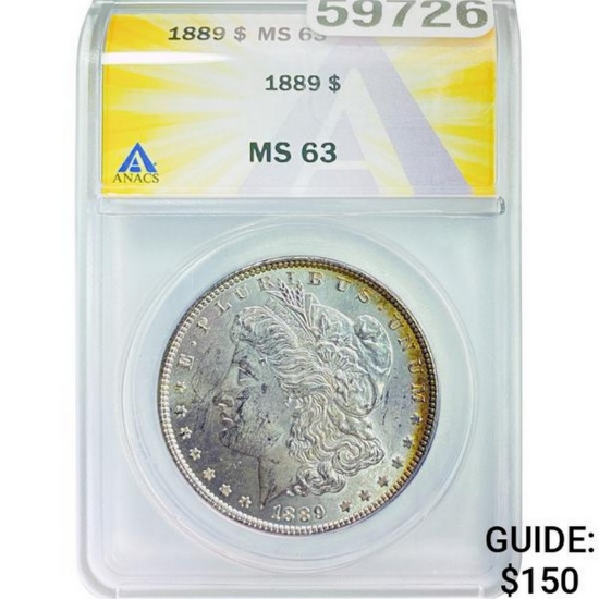 1889 Morgan Silver Dollar ANACS MS63