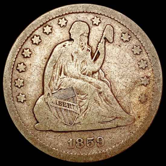 1859-O Seated Liberty Quarter NICELY CIRCULATED
