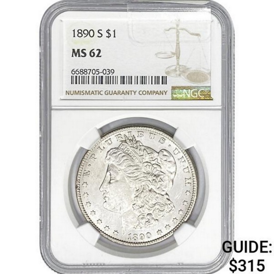 1890-S Morgan Dollar NGC MS62