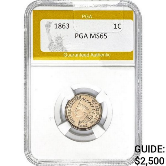 1863 Indian Head Cent PGA MS65