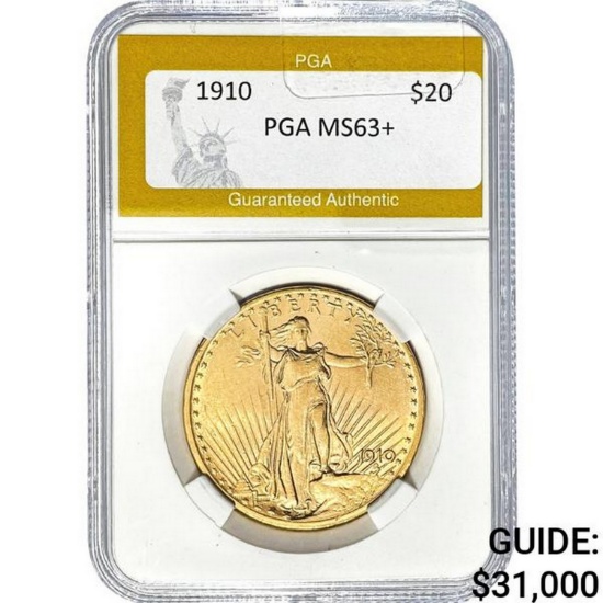 1910 $20 Saint-Gaudens PGA MS63+