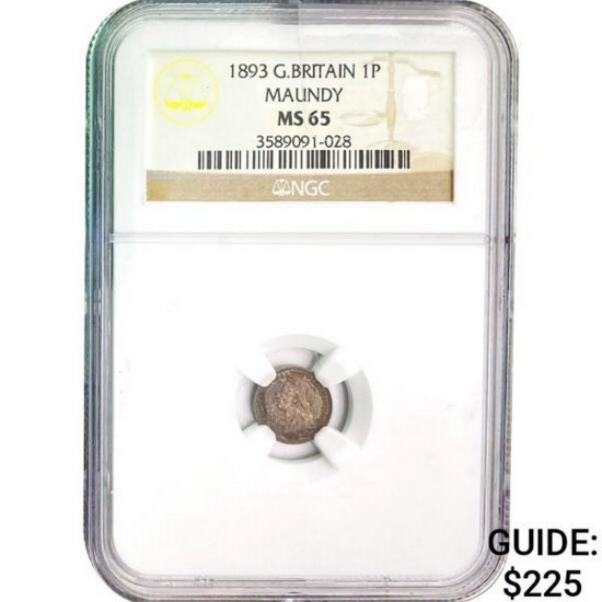 1893 G.Britain 1P Maundy NGC MS65