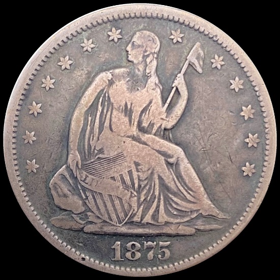 1875-S Silver Half Dollar (Seated Liberty) NICELY CIRCULATED