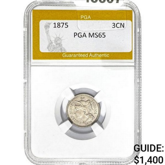 1875 Three-Cent Nickel PGA MS65
