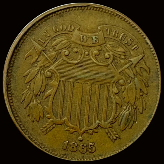 1865 Bronze Two-Cent Piece CLOSELY UNCIRCULATED