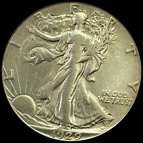 1929-S Silver Half Dollar Walking Liberty CLOSELY UNCIRCULATED