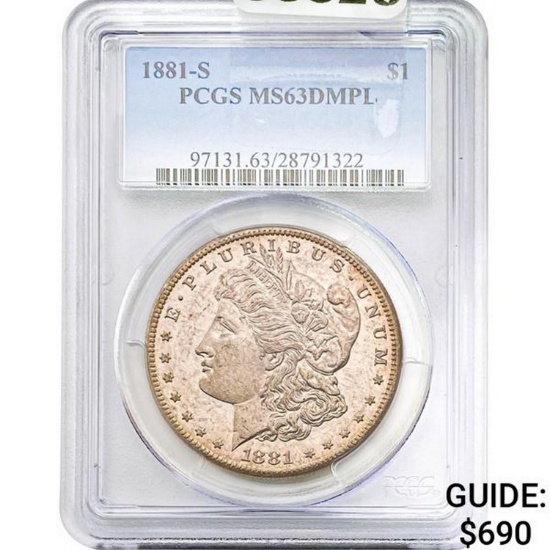 1881-S Morgan Dollar PCGS MS63DMPL