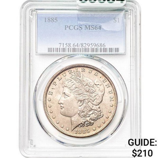 1885 Morgan Silver Dollar PCGS MS64
