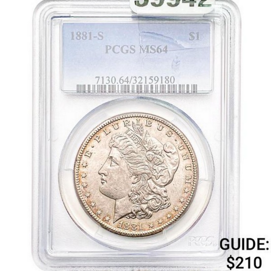 1881-S Morgan Silver Dollar PCGS MS64