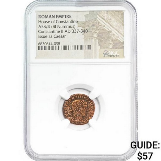 Roman Constantine II, AD 337-340 AE3/4 BI Nummus