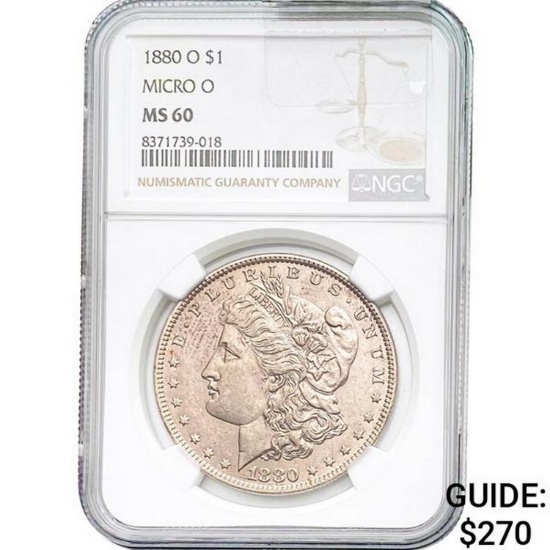 1880-O $1 Morgan Dollar Micro O NGC MS60