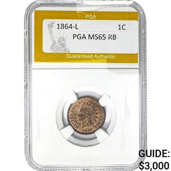 1864-L Indian Head Cent PGA MS65 RB