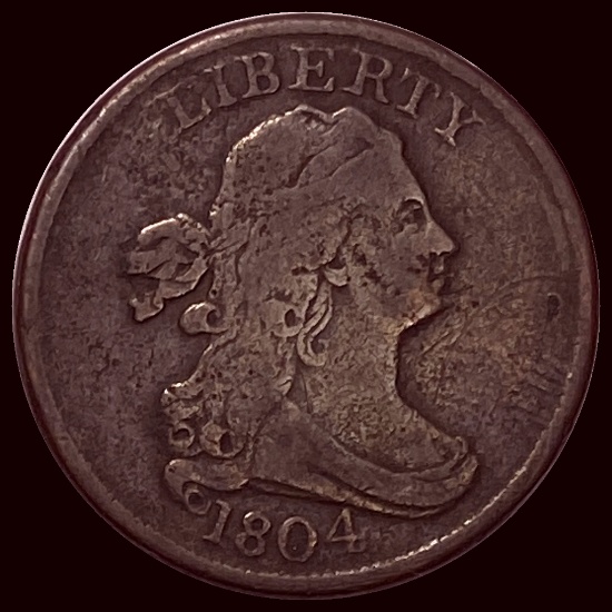 1804 Copper Half Cent Draped Bust. NICELY CIRCULATED