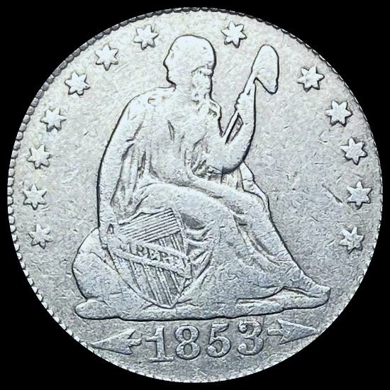 1853 Arrows Seated Liberty Silver Quarter NICELY CIRCULATED