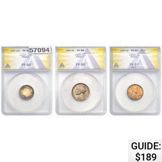 [3] 1954 1C-10C Proof ANACS 66-67 RED