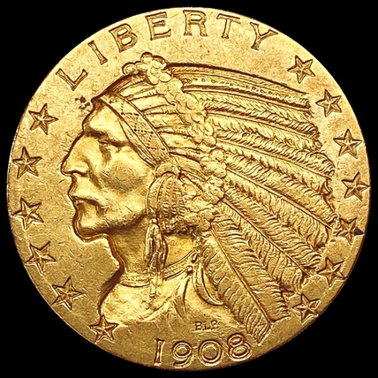1908 $5 Gold Half Eagle CLOSELY UNCIRCULATED