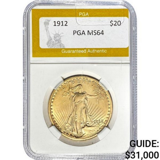 1912 $20 Saint-Gaudens PGA MS64