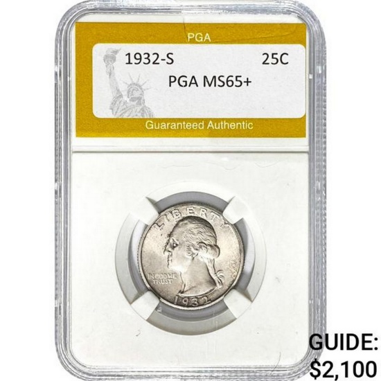 1932-S Washington Quarter PGA MS65+
