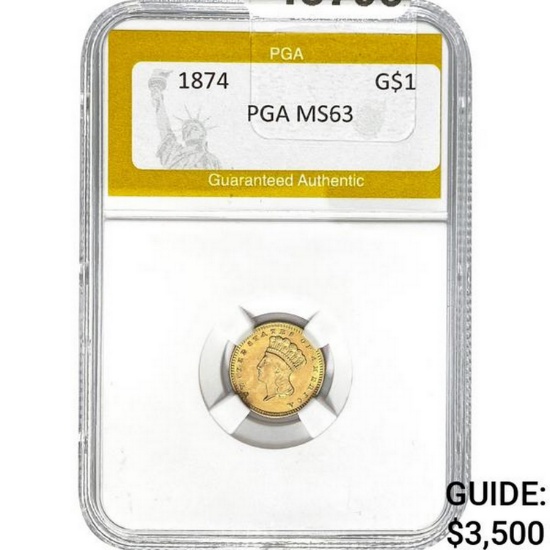 1874 Gold Dollar PGA MS63