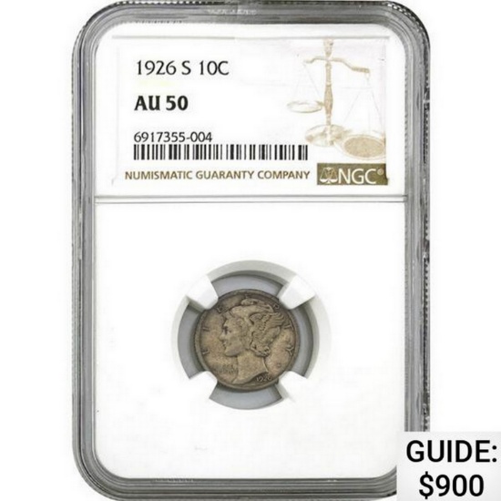 1926-S Mercury Dime NGC AU50