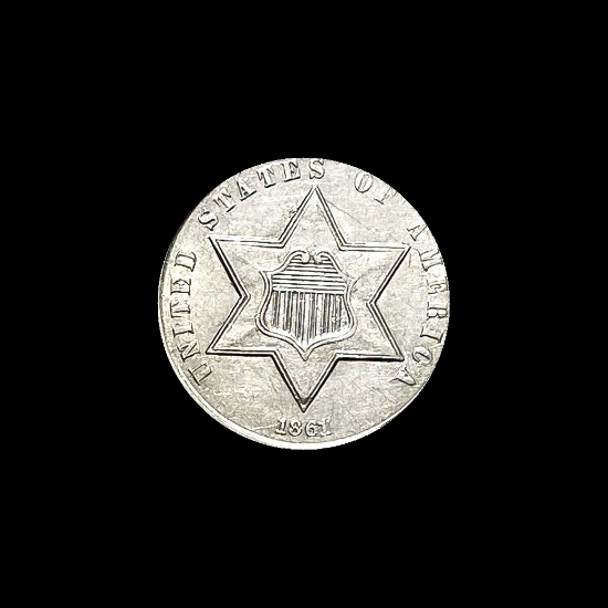 UNCIRCULATED 1861 Silver Three-Cent Piece