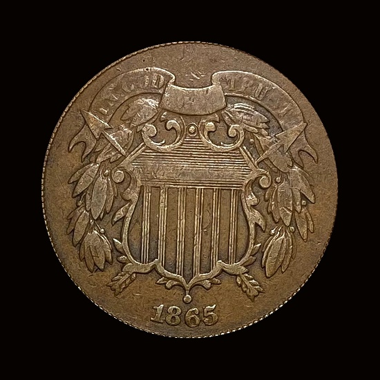 CLOSELY UNCIRCULATED 1865 Two-Cent Piece