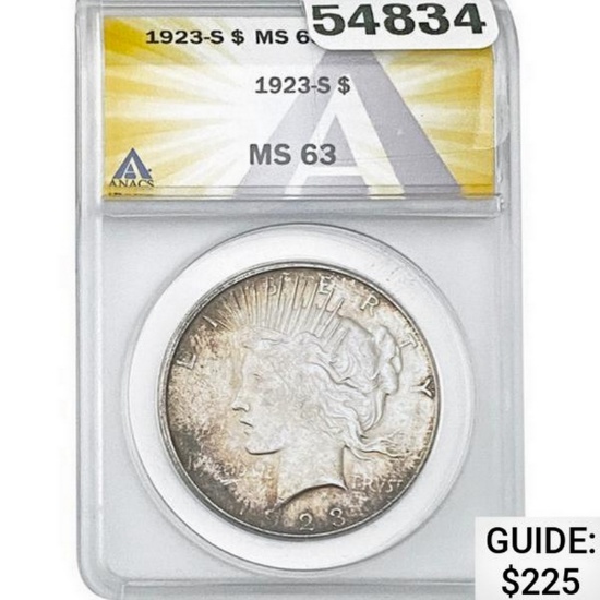1923-S Silver Peace Dollar ANACS MS63