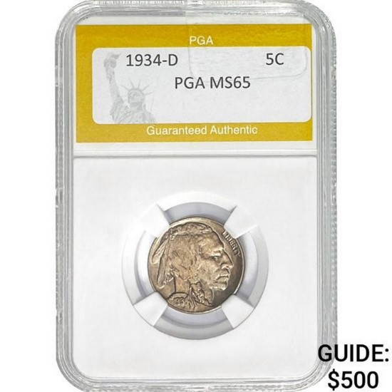 1934-D Buffalo Nickel PGA MS65