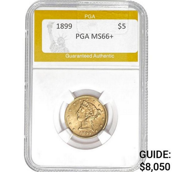 1899 $5 Liberty Head Half Eagle PGA MS66
