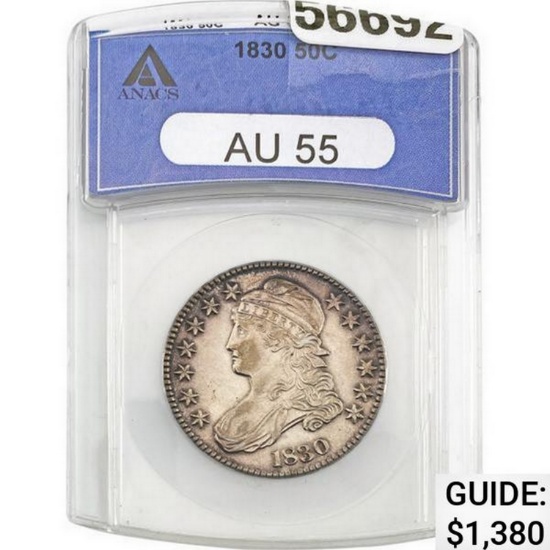1830 Capped Bust Half Dollar ANACS AU55