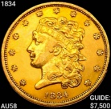 1834 $5 Gold Half Eagle CHOICE AU