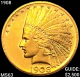 1908 $10 Gold Eagle CHOICE BU