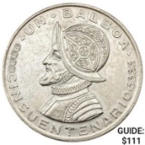 1953 Panama .7734oz Silver Balboa CLOSELY UNCIRCULATED