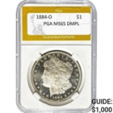 1884-O Morgan Silver Dollar PGA MS65 DMP