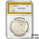 1924-S Peace Dollar PGA MS64