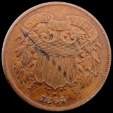 1864 Bronze Two-Cent Piece CLOSELY UNCIRCULATED