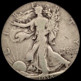 1938-D Silver Walking Liberty Half Dollar LIGHTLY CIRCULATED