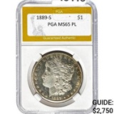 1889-S Morgan Dollar PGA MS65 PL